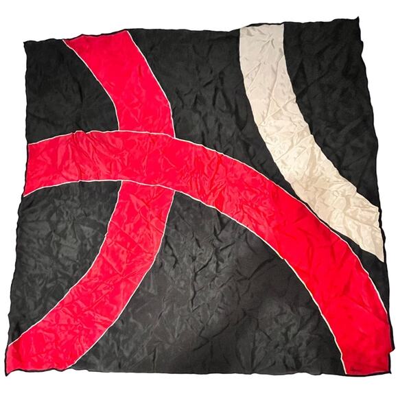 Vintage Vera Neumann Scarf -Signed - Black & Red Abstract - Picture 1 of 8